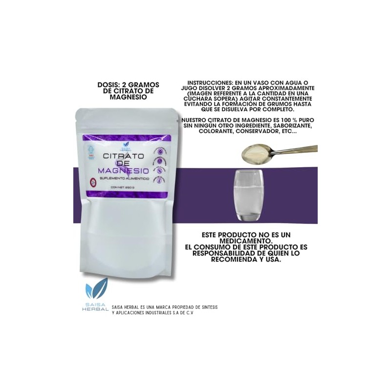 Citrato De Magnesio 250 G. Y Citrato De Potasio 250