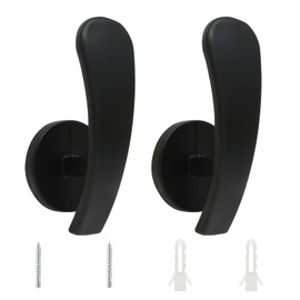 Rierdge 2 Pack Black Curtain Tieback Hooks, Curtain Holdback Hooks for Wall Mounted, Decorative Hooks Drapery Tiebacks with Screws (2 Pack Black)