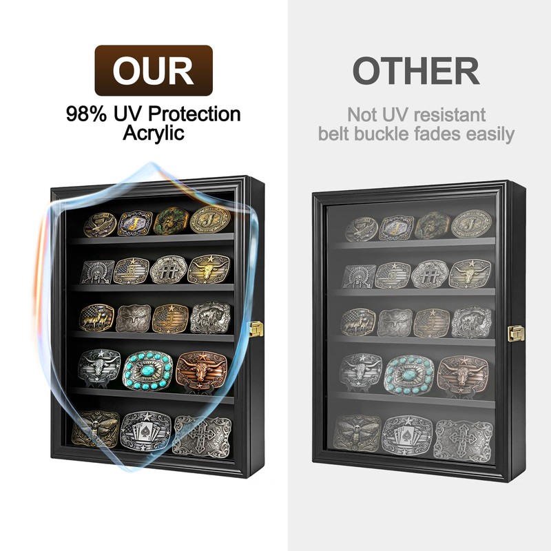 Belt Buckle Display Case Shadow Box 20"x17" Cowboy Trophy Buckles