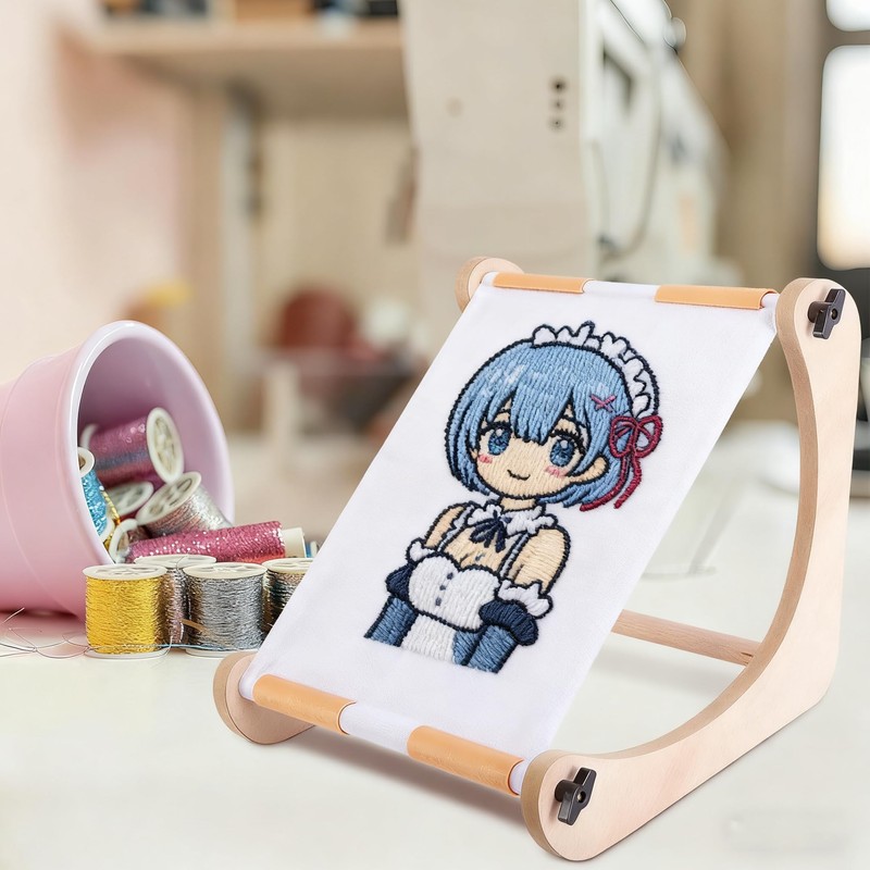 Adjustable Embroidery Stand - Wood Embroidery Hoop Stand & Cross