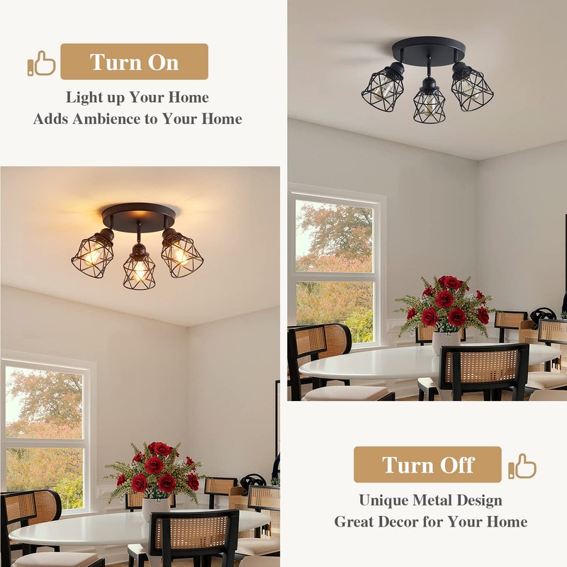 ABEAJAT Kitchen Light Fixtures, Adjustable Semi Flush Mount Ceiling Light