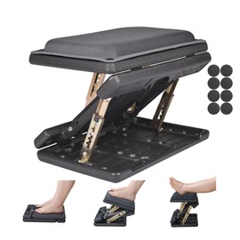 Leermart Foot Rest for Under Desk at Work 4-Level Height Adjustable, Lengthen Ergonomic Foldable Footrest for Office, Gaming,Computer, Soft & Removable Pad Desk Foot Stool for All Seasons (Gray Plus)