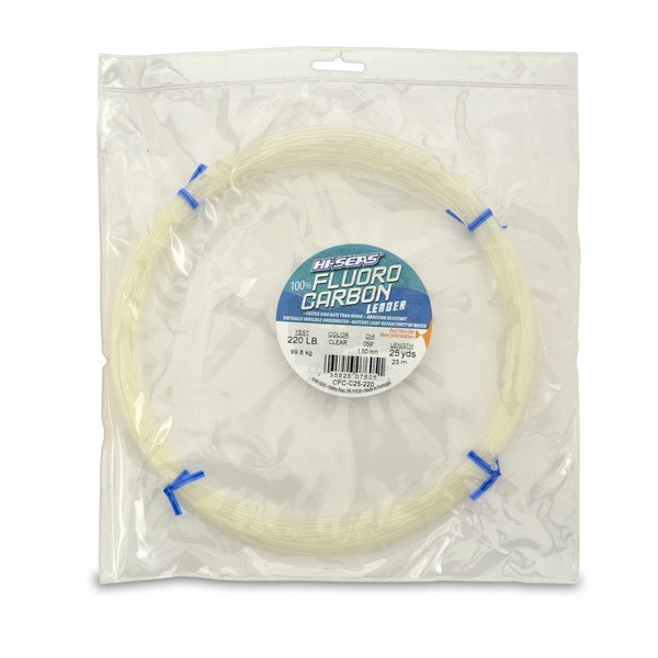 HI-SEAS 100% Fluorocarbon Fishing Leader, 220 lb, Clear, 25 yd