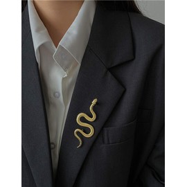 Vintage Green Crystal Eye Cobra Snake Animal Large Safety Pins Brooch for Women Bag Cardigan Hat Scarf Pins (Gold Snake)