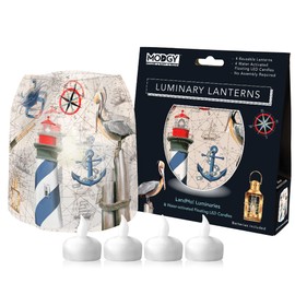 MODGY Luminary Lanterns Candle Holder Decorative Indoor Outdoor Decor, Plastic Candle Lantern Lamps for Wedding Table Centerpiece Porch 4-Pack, with Flameless Floating LED Candles, LandHo!