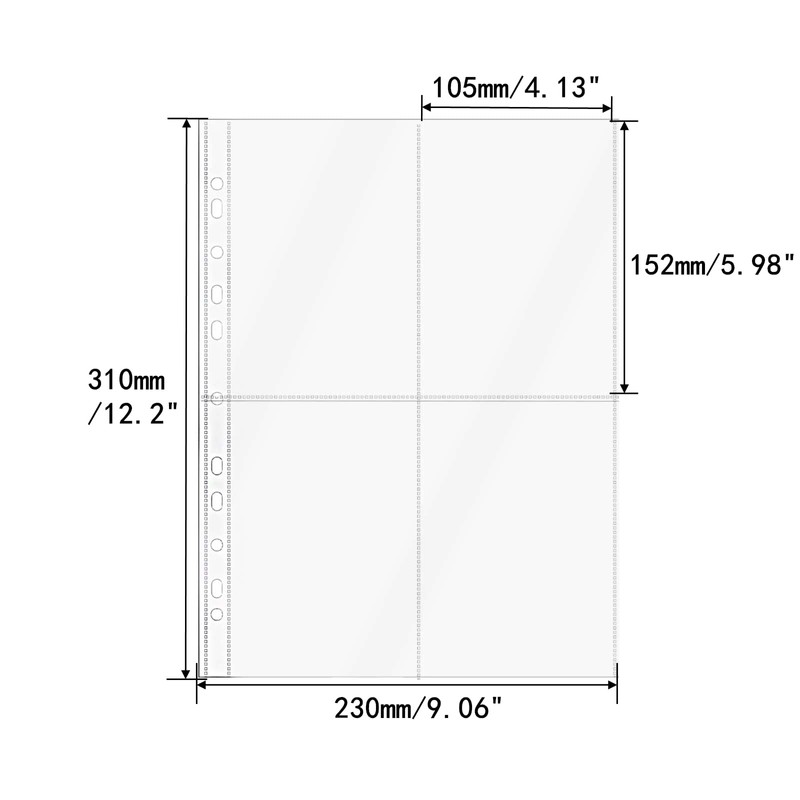 XiowDow 20 Sheets A4 Binder Sleeves Plastic PP Photocard Sleeves