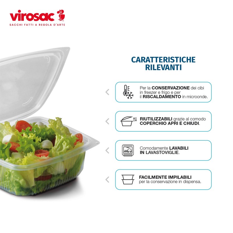 Virosac 12 x 0.5 Litre PP Food Storage Trays Fridge