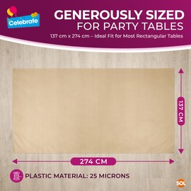 SOL 2pk Long Gold Table Cloth Party 274x137cm Plastic Cover Disposable Tablecloths for Parties - Spill Protection - Great for Weddings, Buffets, Catering, Restaurants, Outdoor Events & Celebrations