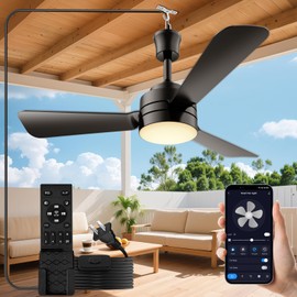 Small Ceiling Fans with Lights,28" Plug in Ceiling Fan Light,LED Fan Light Hanging with Hook,Portable Ceiling Fan,35W,3000-6500k,Remote Control,Hook Type Fan for Camping Bed,Patios(Black)