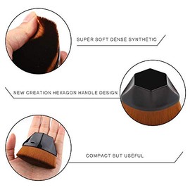 JSBelle Brocha de maquillaje de base, Cepillo Kabuki Flat Top para cosméticos de base (Negro)