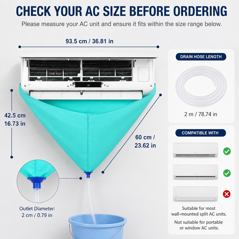 Air Conditioner Cleaning Cover Kit for Wall-Mounted AC – Waterproof