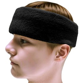COUVER HB204 Wide, Long & Thick Sports Sweat Headband for Large Head, 1 PC, Black