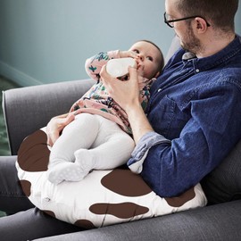 Nursing Pillow, Breast Feeding Pillows for Mom, Soft Cover with Breathable Filling, Ergonomic Breastfeeding, Bottle Feeding and Bonding, Multifunctional Support Cushion for Travel (Milk)