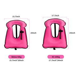 Swim Vest for Adults,Inflatable Buoyancy Vests-Portable Snorkel Vest for Diving Surfing Swimming Outdoor Water Sports (40-100kg, Pink)