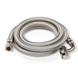 1-Pack HeSun 4 Feet Stainless Steel Dishwasher Hose with 90 Degree FGH Elbow, 3/8" Comp x 3/4” FHT Water Supply Line (4 Ft)