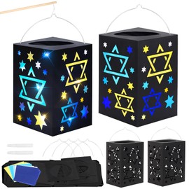 MONCAP Set of 4 Lanterns Craft Set Children's Snowflake Lanterns for Crafts Snowflakes Creative Set Paper Lanterns Craft Set for Boys Girls Saint Martin Lantern Parade Winter Party Decoration Gift