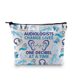 BDPWSS Funny Audiologist Gifts Ear Doctors Gift Audiologists Change Lives One Decibel at A Time Audiology Zipper Pouch (One Decibel bagCA)
