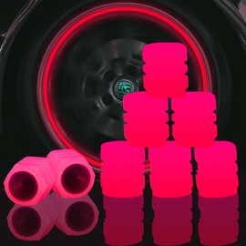 Universelle Leuchtende Ventilkappen, 24 StüCk Leuchtendes Auto Reifenventil, Stem Cover Glowing in Dark, Ventilschaftabdeckung, Universelle Fluoreszierende Autoreifen. (Rosa)
