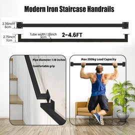 Staircase Handrail for Indoor Stairs, 3ft Modern Hand Railings Grab Bar Kit with Matte Black Finished, Non-Slip Wall Mount Decking Railings for Bars Lofts Kindergarten Guardrail Corridor(3ft)