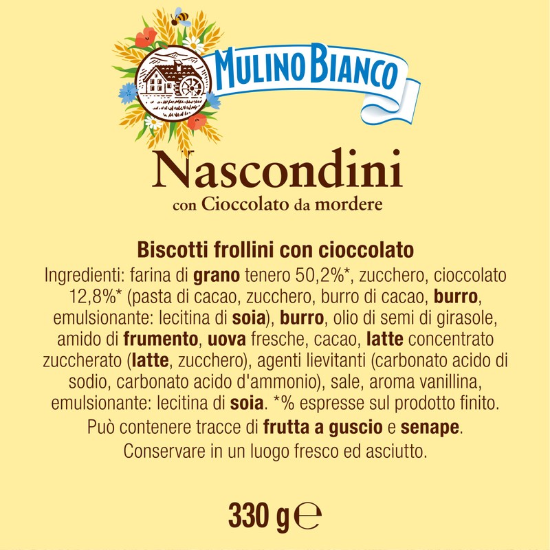 Mulino Bianco Biscotti Frollini Nascondini con Cioccolato da Mordere, Senza