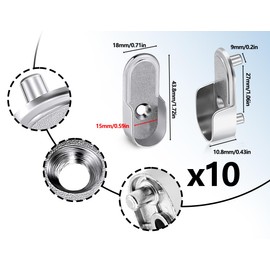 Lhbwhiz Pack of 10 Clothes Rail Brackets, 15 mm Oval Clothes Rail Holder, Wardrobe Rail Holder with Screws, Wardrobe Rail Storage Rods Holder