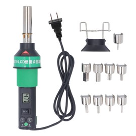 Heat Gun Kit Temperature Adjustable LCD Display Brushless Hot Air Gun with 9 Nozzles for SMD Rework US Plug 110V