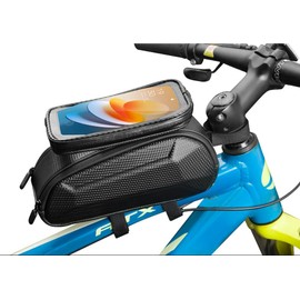 IMREN Bike Phone Holder EVA Front Frame Bag Bicycle Phone Front Frame Bag Waterproof Tube Bag Cycling Pouch Compatible Phone Under 6.3”