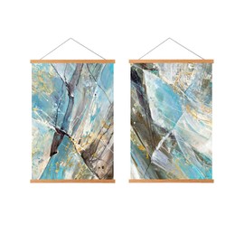 FALAMON 2 Pack Magnetic Poster Hanger Frame, Teak Wood Magnet Poster Frame for Posters, Prints, Photos, Pictures, Maps, Scrolls, and Canvas Artwork