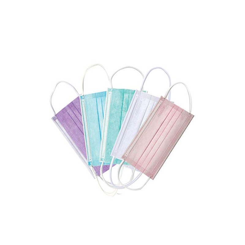 CUBREBOCAS DE 3 PLIEGOS C/ELÁSTICO COLORFULL CAJA C/50 PZAS