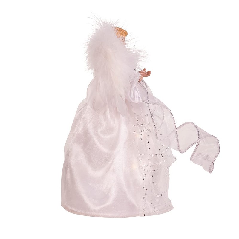 10-Inch Battery-Operated Silver and White Fairy Lighted Angel Tree Topper