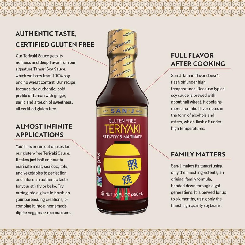 San-J - Gluten Free Teriyaki Sauce - Well-balanced Sauce for