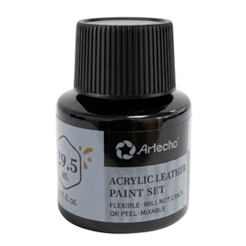 Artecho Pintura acrílica negra para cuero, 1 onza, pintura para cuero, para zapatos, zapatillas, botas, bolsos, sofás, chaquetas y muebles, no se agri