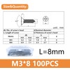Black Self Tapping Screws for Wood,100pcs M3 x 8mm 304