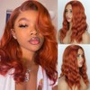 PORSMEER Auburn Red Short Curly Bob Synthetic Hair Wigs for