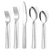 20-Piece Hammered Silverware Set, Food-Grade Stainless Steel Flatware Set for