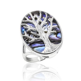 Honolulu Jewelry Company Sterling Silver Abalone Paua Shell Tree of Life Ring (6)