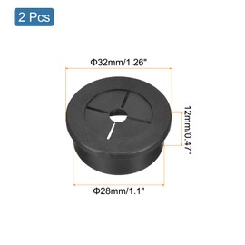 QUARKZMAN Pack of 2 Cable Grommets, 1-1/8 Inch (28 mm) Desk Feed-Through Flexible Rubber Sleeves, Grommets for Office, Computer Desk, Wire Organiser, Black