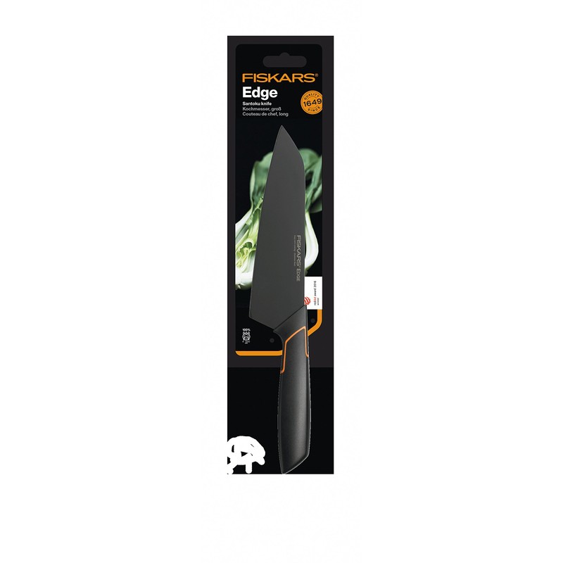 Fiskars Santoku-Messer, Modernes Design, Gesamtlänge: 29 cm, Qualitätsstahl/Kunststoff, Edge, 1003097