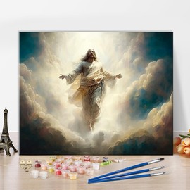Paint by Numbers for Adults DIY Jesus Painting Paint by Numbers Kits Christianity Hand for Kids Beginner Oil Painting Kits for Home Decor 16x20 Inch