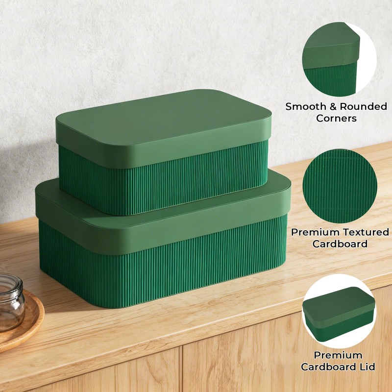 Decorative Storage Boxes Cardboard Organizer Set of 2 for Home