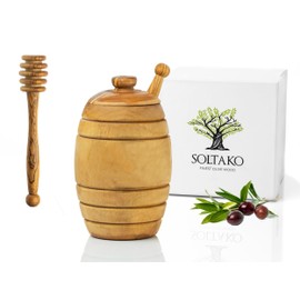 SOLTAKO Olive Wood Honey Pot / Honey Container