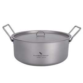 Boundless Voyage Ti2054C Titanium Pot with Lid 8.5 inches (21.5 cm), Pure Titanium, 11.9 oz (319 g), Lightweight, Rustproof, Outdoor Use, Camping, Double Handle, Deep 2,000 ml, With Folding Handle, Uncoated