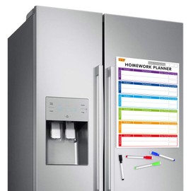 Magnetic Whiteboard for Fridge: Multi-Functional Homework Planner, 42x30cm with Colourful Erasable Pens