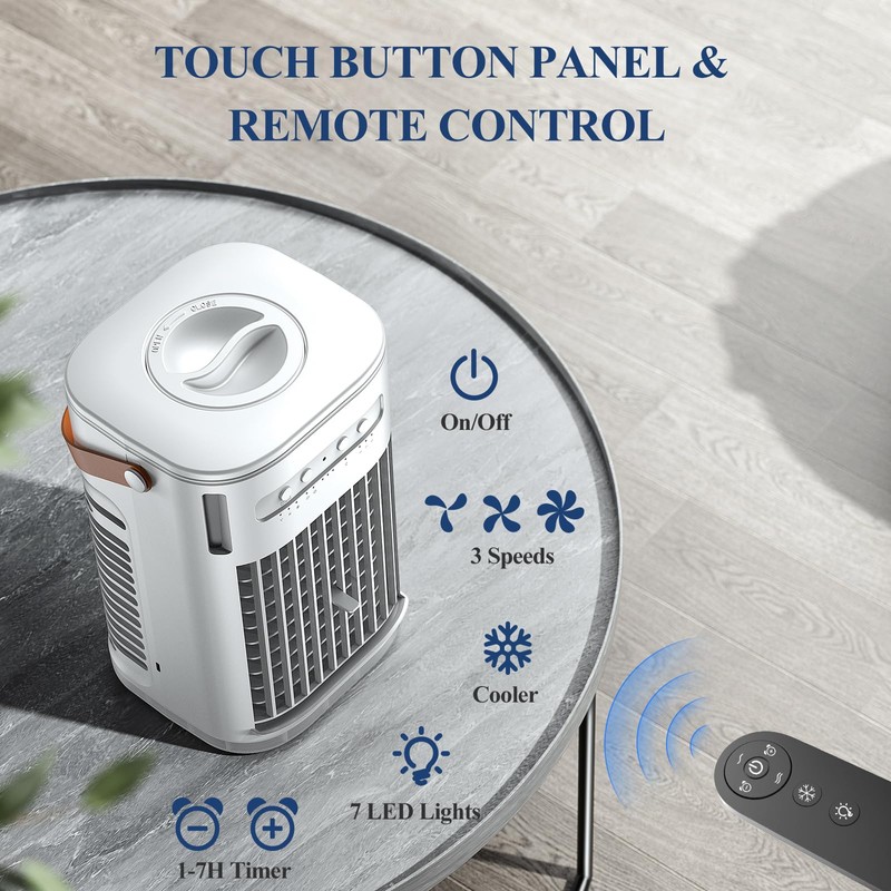Mini Air Conditioner, Portable Air Conditioners w/Remote, USB Charging, 1.2L