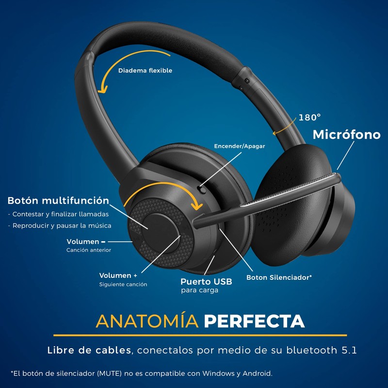 BINDEN Audífonos F400 Manos Libres Bluetooth Handsfree con Sonido Surround