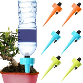 BEADNOVA Plant Self Watering Spikes Automatic Irrigation Equipment Adjustable Self Watering Spikes for Plants with Slow Release Control Valve (Orange Blue Green, 6pcs)