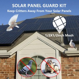 6in X 100ft Critter Guard for Solar Panels, 1/2inch PVC Coated Solar Panel Guard, Critter Guard Roll Kit for Solar Panel Wire Mesh, Black Pigeon Barrier with 120pcs Fasteners, Cutting Scissor, Gloves