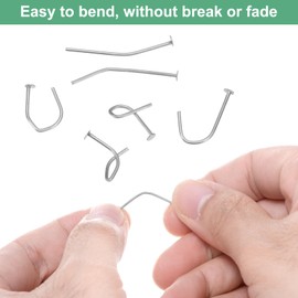 M METERXITY 380-Pack Chandelier Connectors Clips Pins, 21mm 0.83" Metal T-Shape Crystal Prism Pins for Fastening Crystals Parts Prisms Lamp/Jewelry Making/Suncatchers [Silver Tone, 0.8mm Dia]