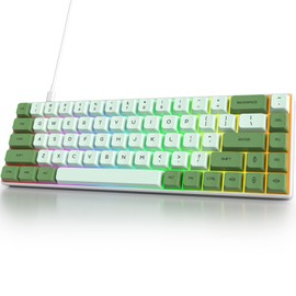 Owpkeenthy Wired 65% Percent Mechanical Gaming Keyboard Creamy Keycaps with Red Switch Ultra Compact RGB 60% Cute Green Gaming Keyboard N-Key Rollover for PC Gamer (Matcha/68 Red Switch)