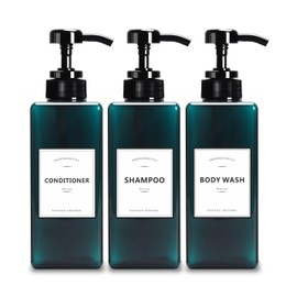 YACEYACE Large Shower Bottles with Pump, 22oz Set of 3 Shampoo Dispenser Bottles, Refillable Shampoo Dispenser Bottles for Travel, Bathroom, Kitchen